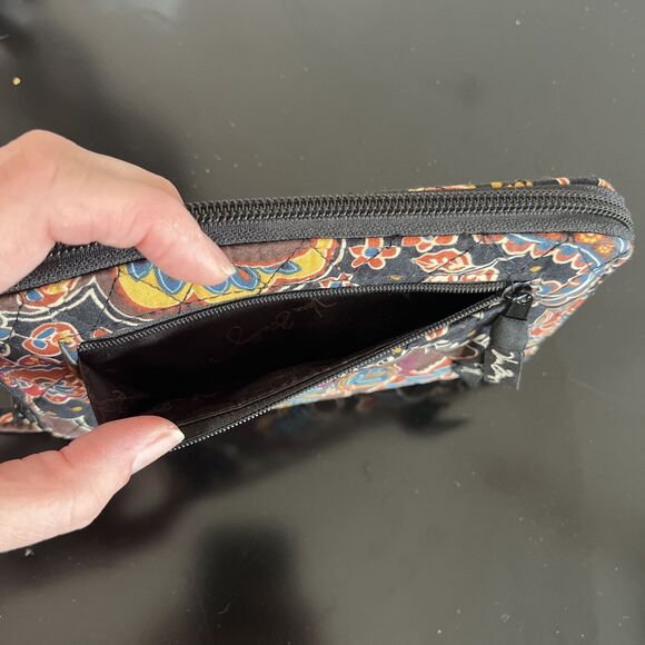 Vera Bradley Paisley Small Wristlet Zip Around Multicolor w Strap - Picture 4 of 4